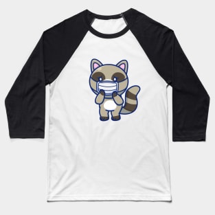 Cute Raccoon Wearing Mask Cartoon Baseball T-Shirt